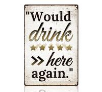 Volvería A Beber Aquí. Cerveza Divertida. Café. Cinco Estrellas. Placa Metálica Decoración Letreros De Estaño Impermeable Letrero De Metal para Jardín Granja Aire Libre 20X30Cm