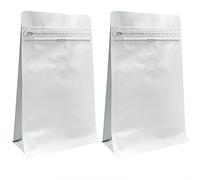 VOLWCO 50PCS Bolsas de de Aluminio for Granos de Café Ziplock Levántate Almacenamiento de Alimentos a Largo Plazo con una Válvula de Aire Unidireccional(White,1/4lbs)