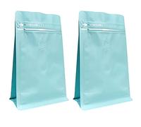 VOLWCO 50PCS Bolsas de de Aluminio for Granos de Café Ziplock Levántate Almacenamiento de Alimentos a Largo Plazo con una Válvula de Aire Unidireccional(Blue,1lbs)