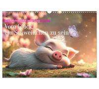 Vom Glück, ein Schweinchen zu sein (Wandkalender 2026 DIN A3 quer), CALVENDO Monatskalender: Niedliche, KI-generierte Schweinchen zeigen sich in liebevollen Alltagsszenen