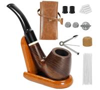 Vomdeson Juego de pipas de tabaco hechas a mano, pipa de tabaco de ébano, juego perfecto para principiantes para fumar con set de regalo y accesorios