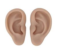 Vomeko 1 par de modelos de oreja de silicona, modelos de oreja humana, modelos suaves y flexibles izquierdo y derecho, práctica de perforación de oreja artificial(Piel oscura)