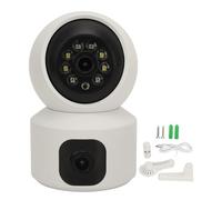 Vomeko Cámara de Seguridad Interior de Doble Lente, cámara para Mascotas WiFi 1080P con Vista panorámica de 355°, visión Nocturna automática a Todo Color, conversación