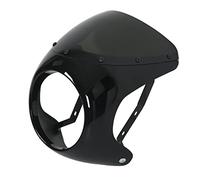 Vomeko Carenado De Faro De Motocicleta, Carenado Delantero, Reemplazo De Carenado Vintage Universal, Compatible Con Faro De 7 Pulgadas Con Visera De Parabrisas(negro brillante)