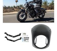 Vomeko Carenado De Faro De Motocicleta, Carenado Delantero, Reemplazo De Carenado Vintage Universal, Compatible Con Faro De 7 Pulgadas Con Visera De Parabrisas(negro mate)