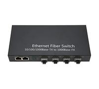 Vomeko Conmutador de Fibra Ethernet SFP, Convertidores de Medios de Fibra Gigabit Ethernet SFP, 4 Puertos ópticos 2 Puertos eléctricos Transceptor de Fibra Ethernet 10 100 1000M,
