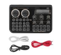 Vomeko Live Sound Card Reducción de ruido, RGB Efectos de luz, entrada de doble micrófono para los juegos de transmisión (juego de plug, batería de 3000 mAh)