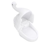Vomeko Swan - Joyero con forro flocado retro para anillos y aretes, organizador decorativo portátil (blanco y azul)