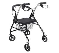 Vomeko Walkers Rollator plegable con asiento para personas mayores, cojín espesado y ensanchado 4 ruedas Rolling Walker