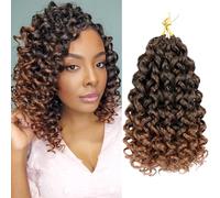 Vomella GoGo Curl Crochet Hair 8 paquetes de 10 pulgadas de cabello rizado de ganchillo para mujeres negras, marrón degradado, rizos cortos de playa, extensiones de cabello sintético de ganchillo T30