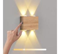 VOMI Luz de Pared de Interior LED Sin Cables con Batería de Carga USB Recargable Dimmable Toque para Dormitorio Escaleras Baño Sala de Estar, Aluminio, 12 x 8 x 3.15 cm, 3000K Blanco Cálido