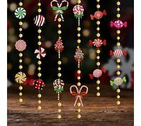 Vomika 3 Piezas de Decoraciones para Fiestas con Dulces, Guirnalda de piruletas con Bastones de Caramelo, banderines de Papel para Colgar, para árboles de Navidad, chimeneas y Fiestas