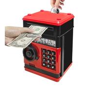 Vommery Hucha para niños de Juguete, Mini Caja Fuerte electrónica para cajero automático Bancos con Bloqueo de contraseña & Desplazamiento automático de Dinero para niños niñas (Negro-Rojo)