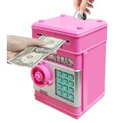Vommery Hucha para niños de Juguete, Mini Caja Fuerte electrónica para cajero automático Bancos con Bloqueo de contraseña & Desplazamiento automático de Dinero para niños niñas (Rosa Oscuro)
