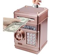 Vommery Hucha para niños de Juguete, Mini Caja Fuerte electrónica para cajero automático Bancos con Bloqueo de contraseña & Desplazamiento automático de Dinero para niños niñas (Oro-Rosa)