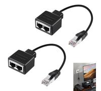 Vomtaric 2 Piezas Adaptador Divisor Ethernet RJ45 1 a 2 Puertos, Splitter LAN Compatible con Cat5 Cat5e Cat6 Cat7, Conector Red Internet para Router PC TV Box, Uso Alternativo No Simultáneo