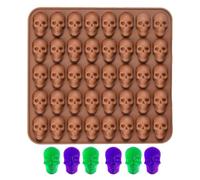 Von Dance Cal Type - Hoja temática de Halloween, pan de resina flexible | Forma de hielo del cráneo, forma de galleta de terror, forma de chocolate antiadherente para la cocina de Halloween, herramien