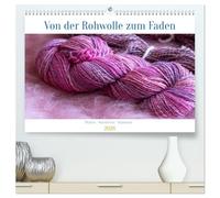Von der Rohwolle zum Faden (hochwertiger Premium Wandkalender 2026 DIN A2 quer), Kunstdruck in Hochglanz: Rohwolle verarbeiten und zur Wolle spinnen,