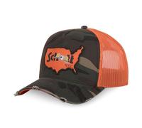 Von Dutch Gorra Hombre y Mujer x Schott, Gorra Trucker Ajustable con Snapback, Caqui/Naranja/Marrón, Talla única