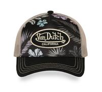 Von Dutch Gorra Trucker California con Malla, Diseño Floral, Negro y Beige, Ajustable