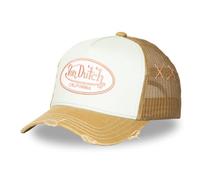 Von Dutch Gorra Trucker de Béisbol, Beige y Azul Claro, Algodón y Malla Transpirable, Ajustable, Diseño California Vintage, Unisex, para Uso Casual y Deportivo, 19x19x12 cm