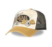 Von Dutch Gorra Trucker de Malla, Beige y Negro, Parche California, Estilo Vintage Surf, Ajustable, Transpirable, PATCHES15