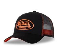 Von Dutch Gorra para hombre y mujer, ajustable, Gorra Trucker DOM, negro/naranja flúor, Talla única