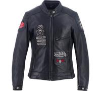 Von Dutch X Helstons Pretty Chaqueta de cuero para motocicleta para mujer, negro, tamaño XL