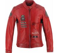 Von Dutch X Helstons Pretty Chaqueta de cuero para motocicleta para mujer, rojo, tamaño L