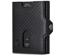 VON HEESEN Cartera delgada con protección RFID - Mini cartera para hombre y mujer pequeña - Tarjetero - Monedero pequeño, carbono negro, XL MÜNZFACH, XL Monedero