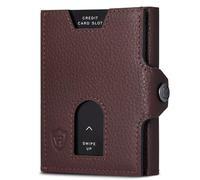VON HEESEN Cartera delgada con protección RFID - Mini cartera para hombre y mujer pequeña - Tarjetero - Monedero pequeño, marrón oscuro, OHNE MÜNZFACH, Sin compartimento para monedas