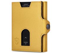 VON HEESEN® Slim Wallet con monedero I Tarjetero con protección RFID I hasta 12 tarjetas I Mini Monedero de piel I Monedero para hombre y mujer pequeño I Monedero, amarillo, OHNE MÜNZFACH, Moderno