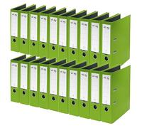 VON Leitz 10550055 - Archivador A4, 20 unidades, cartón con tapa de plástico, ancho de lomo de 80 mm, para 600 hojas, ángel azul y certificado FSC, para escuela, estudio y hogar, color verde