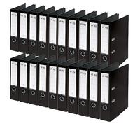 VON Leitz 10550095 - Archivador A4, 20 unidades, cartón con tapa de plástico, ancho de lomo de 80 mm, para 600 hojas, ángel azul y certificado FSC, para escuela, estudio y hogar, color negro