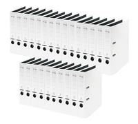 VON Leitz 10560001 - Archivador A4, 25 unidades, cartón con tapa de plástico, ancho de lomo de 50 mm, para 350 hojas, ángel azul y certificado FSC, para escuela, estudio y hogar, color blanco