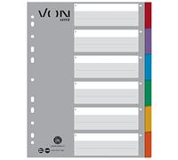 VON Leitz 12950000 12950 - Lote de 10 separadores A4 en blanco, extra anchos, 100% cartón reciclado, 11 agujeros, índice universal para carpetas y carpetas de anillas, multicolor