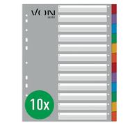 VON Leitz 13010000 - Separadores para carpetas (12 unidades, A4, 100% cartón reciclado, 12 unidades), multicolor