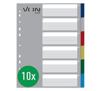 VON Leitz 13050000 Leitz - Separadores para carpetas (10 unidades, 6 unidades, A4, polipropileno, extra anchos, 11 agujeros, 10 unidades), multicolor