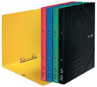 VON Leitz 30120099 30121099 - Carpeta de anillas A4, con 2 anillas, cierre elástico, cartón, 25 mm de ancho de lomo, para 140 hojas, para escuela, estudio y hogar, varios colores, 5 unidades