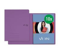 VON Leitz 30130065 - Juego de 10 carpetas A4, cartón, con mecanismo de encuadernación, para 250 hojas, con tapa blanda, para escuela, estudio y hogar, color morado
