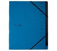 VON Leitz 30150035 Pack 5 Carpeta A4 con 12 Compartimentos Cartón, Carpeta Proyectos, con Pestañas y Cierre Elástico, para Escuela, Estudio y Hogar, Azul