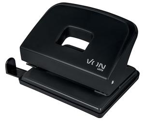 von Leitz 50200095 - Perforadora para 20 hojas, riel de tope con información de formato, tamaño compacto ideal para el hogar, la oficina o la escuela, metal y plástico, color negro