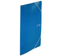 VON Leitz - Carpeta A4 con goma elástica, plástico polipropileno, para 150 hojas, 3 solapas, impresión moderna, ligera, paquete de 5, color azul