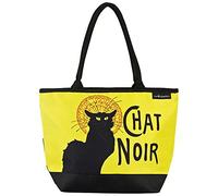 VON LILIENFELD Bolso Señoras Motivo Shopper Dimensiones cm L42 x H30 x D15 Bolso Playa Oficina Gato Art Chat Noir