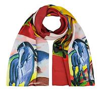 VON LILIENFELD Bufanda Franz Marc: Caballo Azul Señoras 100% seda Bufanda con motivos artísticos Bufanda de seda con bordes enrollados a mano 172 x 42 cm