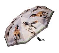 VON LILIENFELD Paraguas Bolsillo Plegable Ligero Estable Apertura y Cierre Automático Resistente al Viento Compacto Caballos salvajes