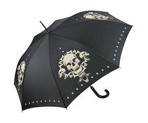 VON LILIENFELD Paraguas de Iluvia Cráneo Skull Largo Clásico Automático Grande Estable