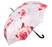 VON LILIENFELD Paraguas de Iluvia Largo Clásico Automático Grande Estable Floral Rosas, crema