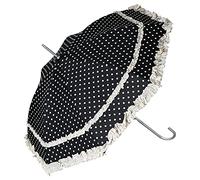 VON LILIENFELD® Paraguas de Iluvia Largo Clásico Automático Grande Estable Ligero Sombrilla Boda Nupcial Mary negro con lunares
