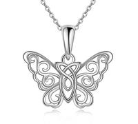 VONALA Cadena de mariposa de plata de ley 925, colgante celta, collar de Irlanda, joyas regalos para mujeres y niñas, 31.2mm*21mm/1.22*0.82in, Plata Plata esterlina, No es una piedra preciosa